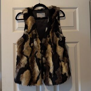 Tart Collections Faux Fur Vest in Black and Brown